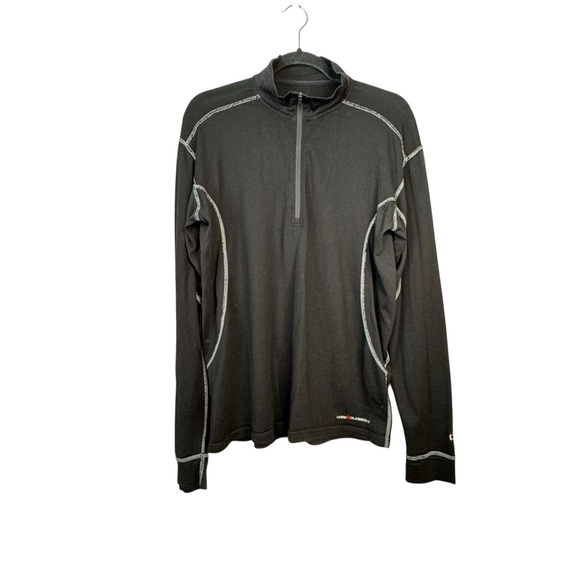 Core 4 Element 100% Merino Wool 1/4 Zip Pullover Mens L Black Base Layer N11 - Picture 1 of 8